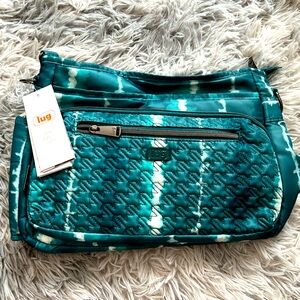 Lug Purse (Deep teal and white)